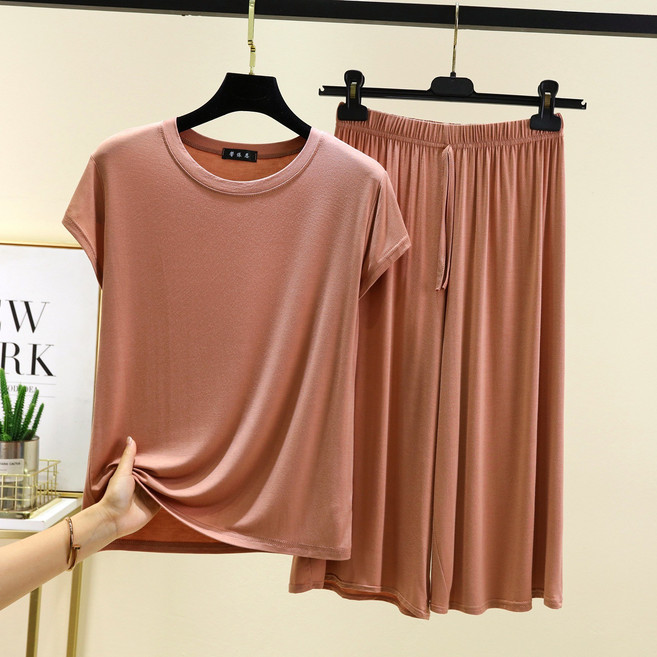 여성 모달 반소매 7부 바지 홈웨어 잠옷 상하세트 KX-2537+2535