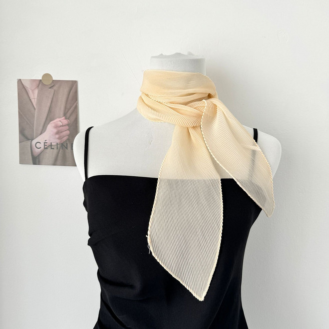 젬버트 여성 여리핏 주름 쉬폰 플리츠 링클 시스루 롱 스카프 여름 목도리