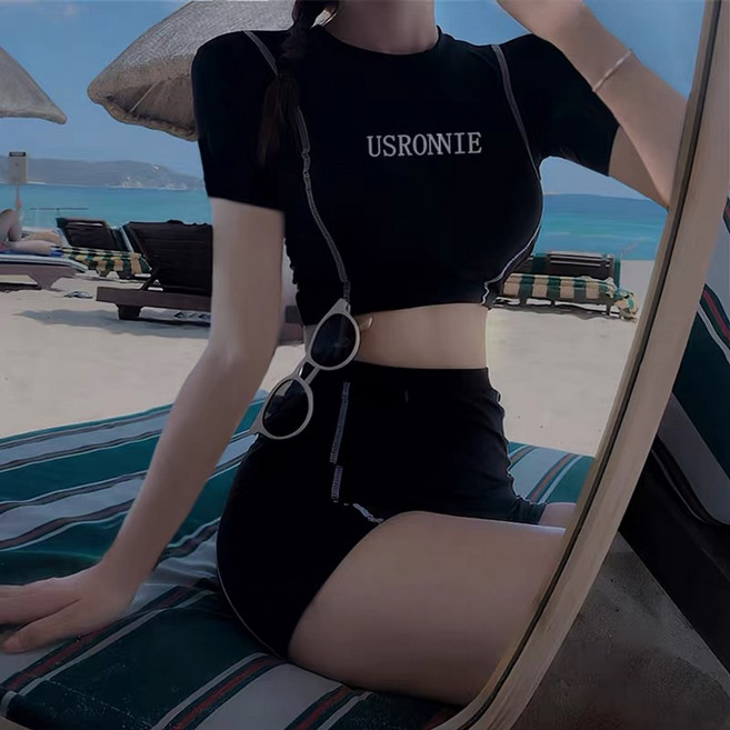 이라 비키니 2종세트 여성수영복 러블리 비치웨어, XL, 블랙