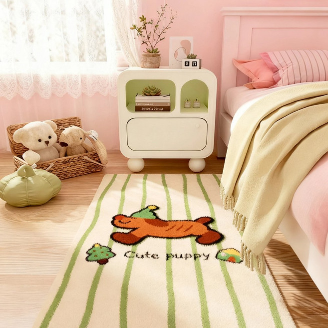 모던 인테리어 침대 옆 러그 / 키즈룸 베이비룸 카페트