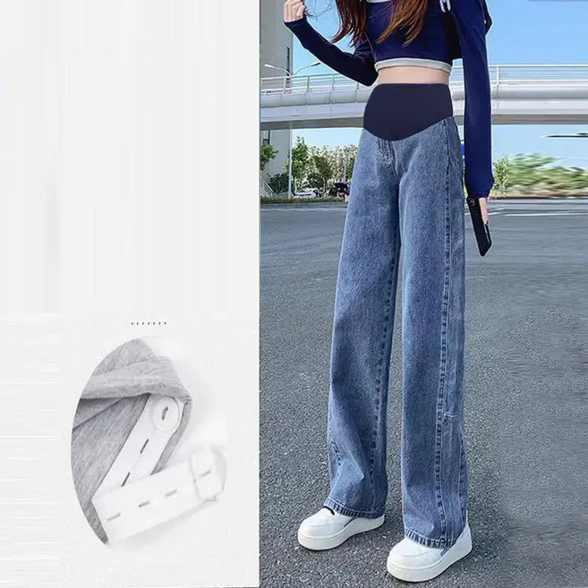임산부 청바지 봄가을 고급 캐주얼 데님 팬츠 임부 루즈핏 기질 바지 슬림핏 와이드 일자 팬츠 WMY