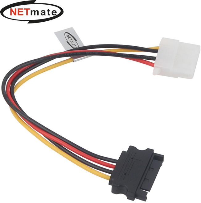 강원전자 넷메이트 SATA 파워 15핀 / IDE 4핀 전원 케이블 0.2m NM-SAT04, 1개