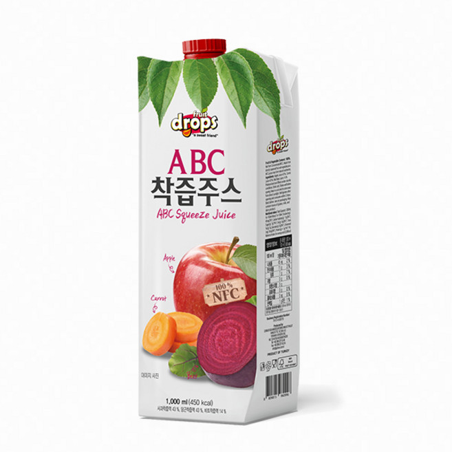 프룻드랍 ABC 착즙 주스, 1L, 2개