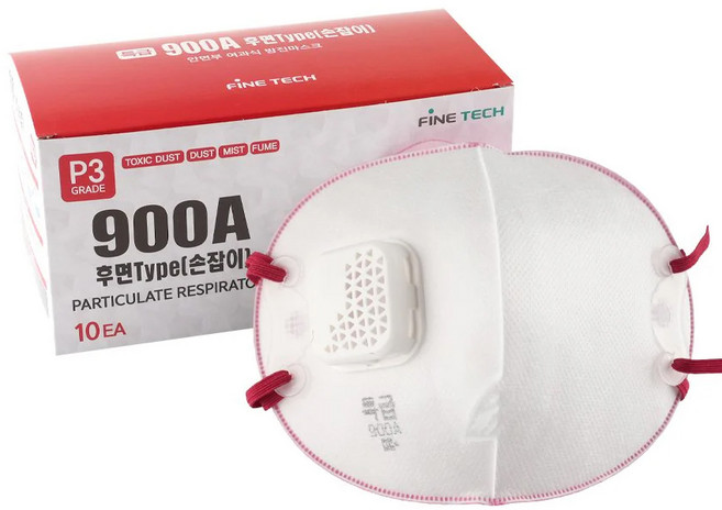 특급 방진마스크 정품 파인텍 900A 1각 10매입 안면 여과식 방진 방역 방독 마스크, 화이트, 1세트