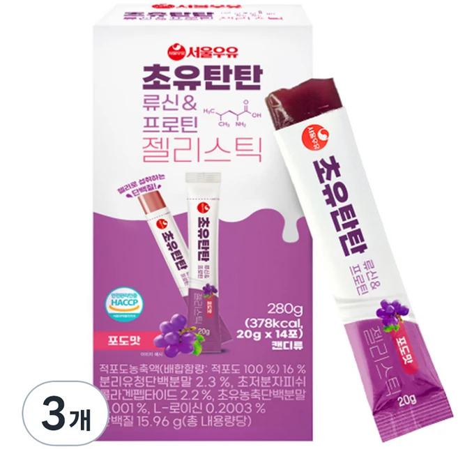 서울우유 초유탄탄 류신 프로틴 젤리스틱 초유 유청단백질 콜라겐, 20g, 42개 - 쿠팡
