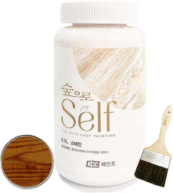 KCC 숲으로셀프 스테인 친환경 수성 오일스테인 + 붓세트, 1개, 500ml, 다크월넛