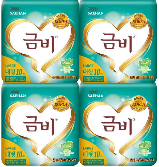 금비 남녀공용 프리미엄 와이드 매직벨트 성인기저귀, 10개입, 4팩