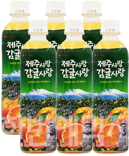 제주감귤 롯데 1.5L X 6펫, 500ml, 6개
