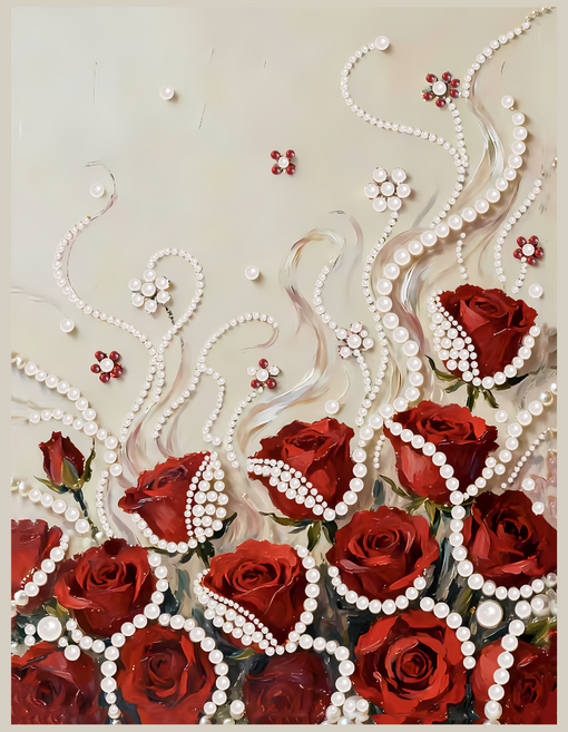 온메이드 DIY 명화 진주드로잉 그림그리기 보석십자수 세트 MD-230, 1개, 12 장미