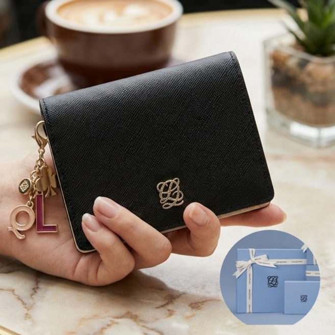 루이까또즈 여성 장식 사피아노 반지갑 미니지갑 소가죽 데일리 카드 명함 지갑 여자 선물 포장