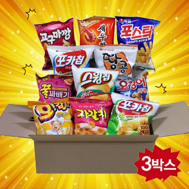 과자세트 오리온 농심 스낵모음 460g 맛있는과자 회사간식 간식박스, 3개