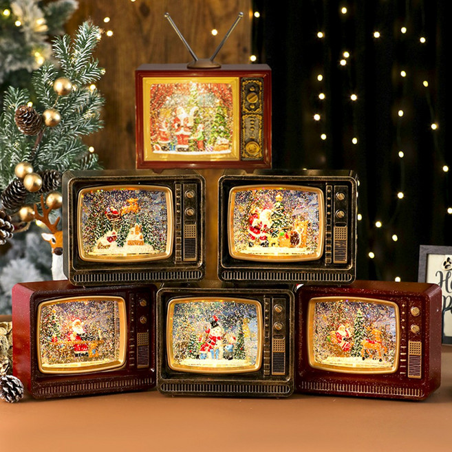 [5시건 당일출고] FOOI 2026 멜로디 TV 오르골 LED 조명 크리스마스 성탄절, 1.하늘나는 산타(안테나 내장형)