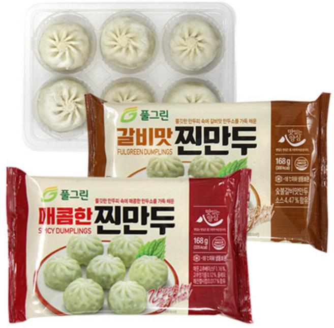 전자렌지 간편 매운 만두 찐만두 + 갈비 찐만두 168g 각 10팩, 20개