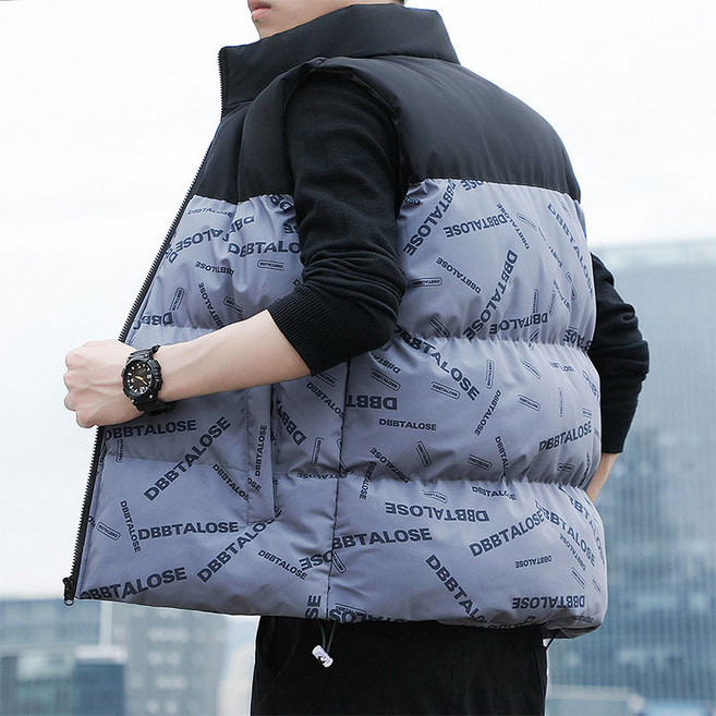 Ashysnow 패딩 조끼 남자 가을 겨울 도톰한 보온 방풍 항한 나시 패딩 조끼 코트