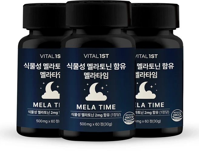 바이탈퍼스트 식물성 멜라토닌 2mg 함유 멜라타임 피스타치오 타트체리 2중배합, 3개, 60정 - 쿠팡