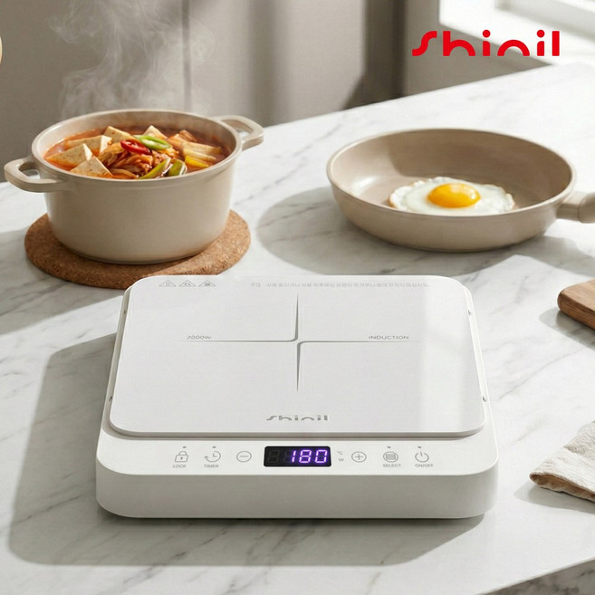 신일 1구 미니 인덕션 전기레인지 핫플레이트 휴대용 캠핑 타이머 화이트, 가지고 다닐 수 있는, 신일 인덕션 화이트(SHL-WT40CP)