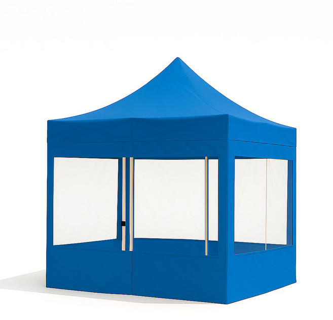 리브포어스 프리미엄 접이식 캐노피 천막+프레임+투명바람막이세트+프레임가방, 블루