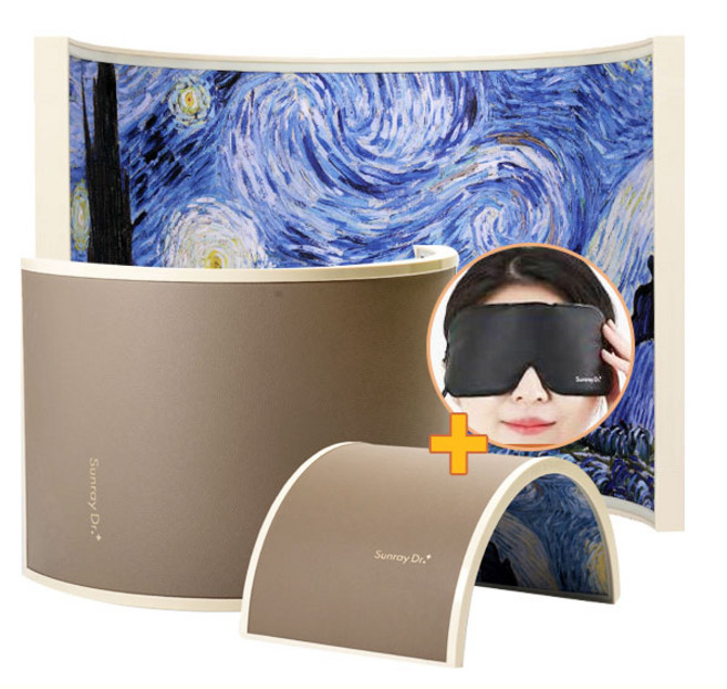 [아이패치증정] KC인증 썬레이닥터 큐어돔 원적외선 인조가죽 돔사우나 대형+소형 세트구성, 04.세트_[명화] 별이빛나는밤