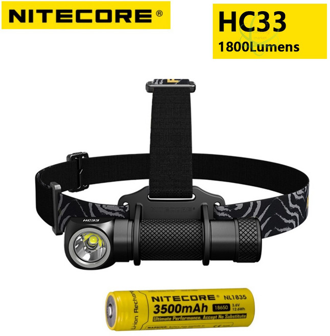 나이트코어 HC33 캠핑 낚시 휴대용 헤드랜턴 헤드램프 1800루멘 +NL1835 3500MAH(8A) 배터리, 1개