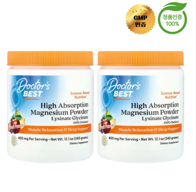 1+1 닥터스 베스트 고흡수 마그네슘 분말 과일 펀치 340g, 2개 - 쿠팡