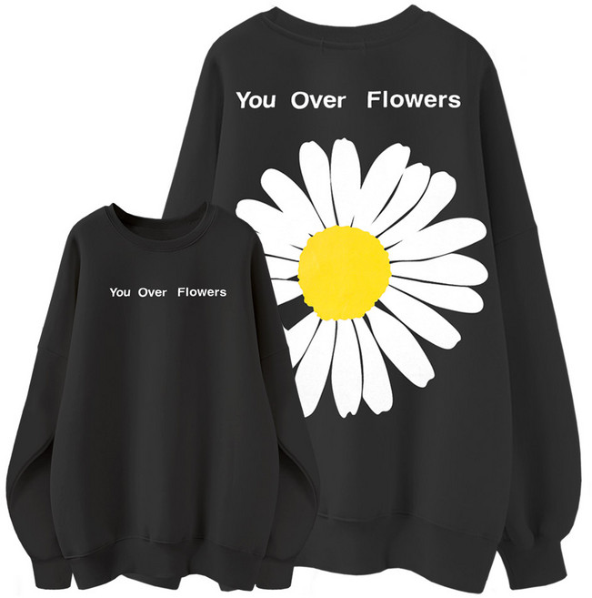 엠제이스타 남녀공용 특양면 오버핏 맨투맨 플라워 스웨트셔츠 여성 여자 커플 긴팔 티셔츠