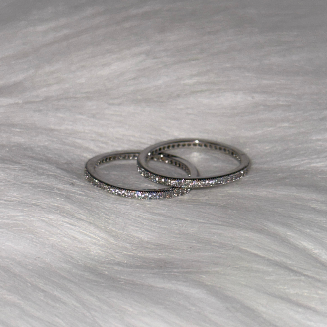 밀그레인 슬림 큐빅 가드링 레이어드 링 반지