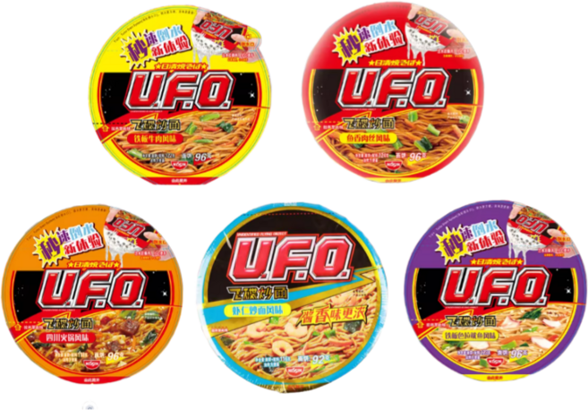 중국 ufo 야끼소바 5가지맛, 4개