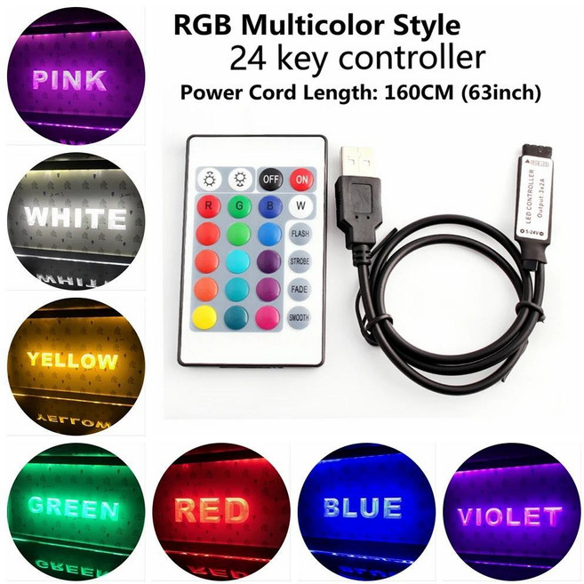 조각 네온 사인 홈 장식 벽 웨딩 침실 책상, F. US-40x30cm, 4. 24Key / F. US-40x30cm, 1개