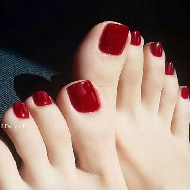 엘씨 페디큐어 원컬러 패디팁 붙이는 단색 인조발톱 24pcs, 1개, 원컬러 패디팁02_레드