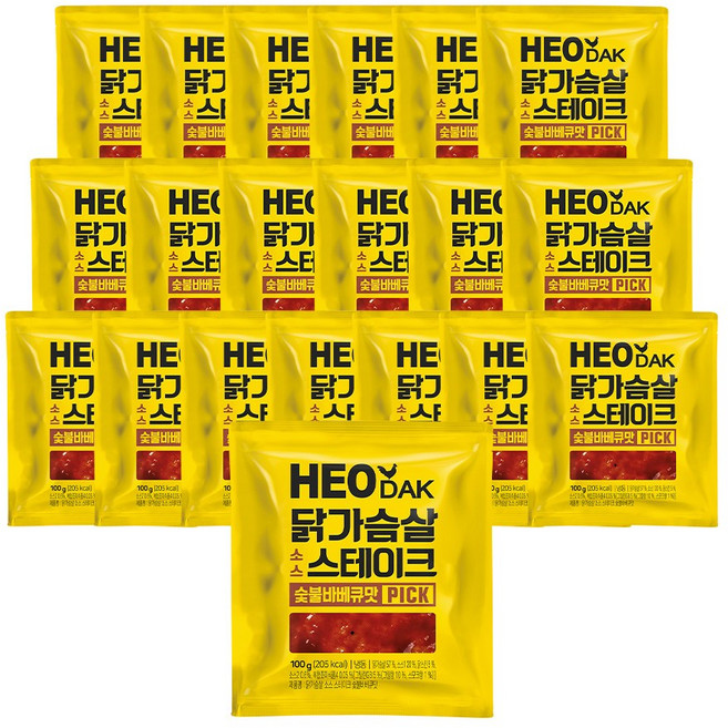 허닭PICK 닭가슴살 소스 스테이크 숯불바베큐, 20개, 100g