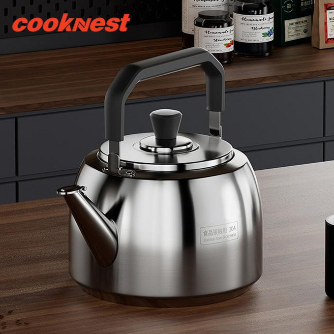 CookNest IH 하모니 304 스텐 휘슬 인덕션 물끓이는 주전자, 1개, 은색, 4L