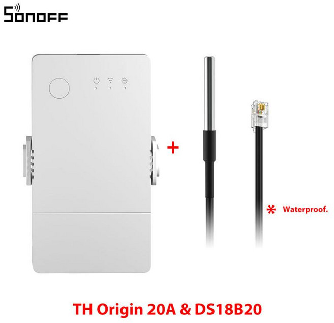SONOFF TH Origin 스마트 와이파이 스위치 Ewelink Alexa Google home 통한 LCD 화면과 홈 온도 모니터, 20A and DS18B20, 1개