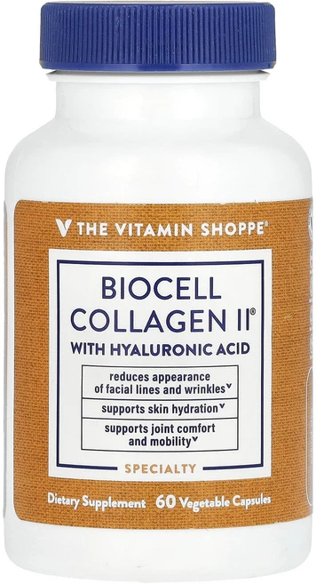 The Vitamin Shoppe Biocell 콜라겐 II 히알루론산 함유 베지 캡슐 60정, TheVitaminShoppeBiocell콜라겐II히알, 1개 - 쿠팡
