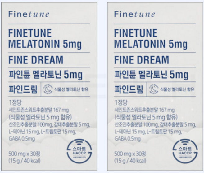 파인튠 멜라토닌 5mg 파인드림 식물성 멜라토닌 함유, 2개, 60정