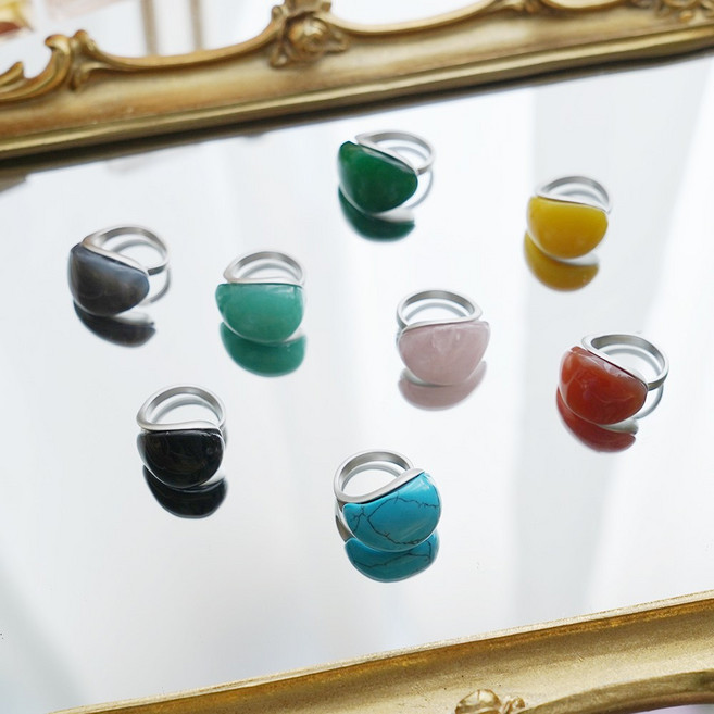 살롱드메리 물방울2 옥 한복 혼주 천연석 반지