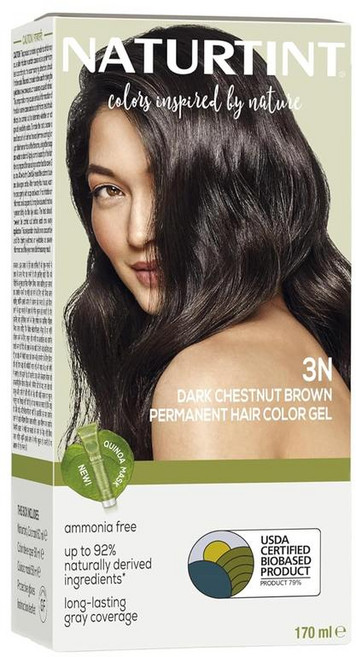Naturtint 셀프염색 3N 다크 체스트넛 브라운 염색약 비건 크루얼티프리 올리브추출물 영양공급 170ml 3개