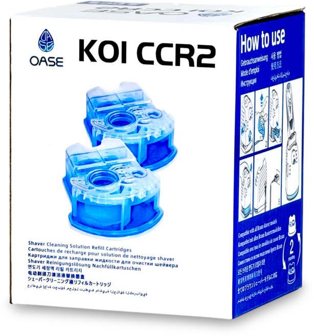 브라운 BRAUN 클린앤리뉴 호환 면도날 세정액 오아세 코이 CCR2, 2개, 블루, KOI-CCR