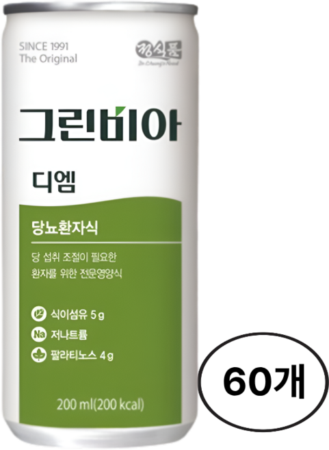 정식품 그린비아 디엠 당뇨환자식 저나트륨 200ml 60캔, 60개