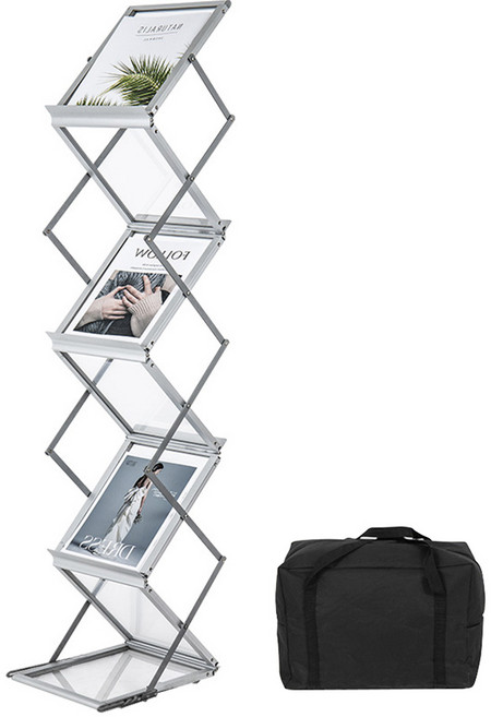 HK 접이식 알루미늄 북선반+보관 가방, 실버, 6단