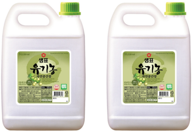샘표 유기농 자연콩간장 5리터 말통간장, 2개, 5L