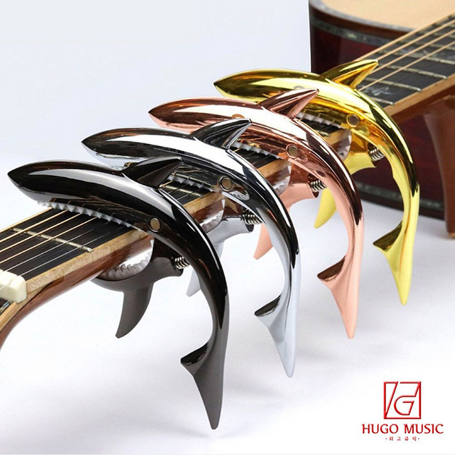 위고뮤직 샤크 기타카포 DFG-34 메탈 상어카포, 블랙, 색상:블랙