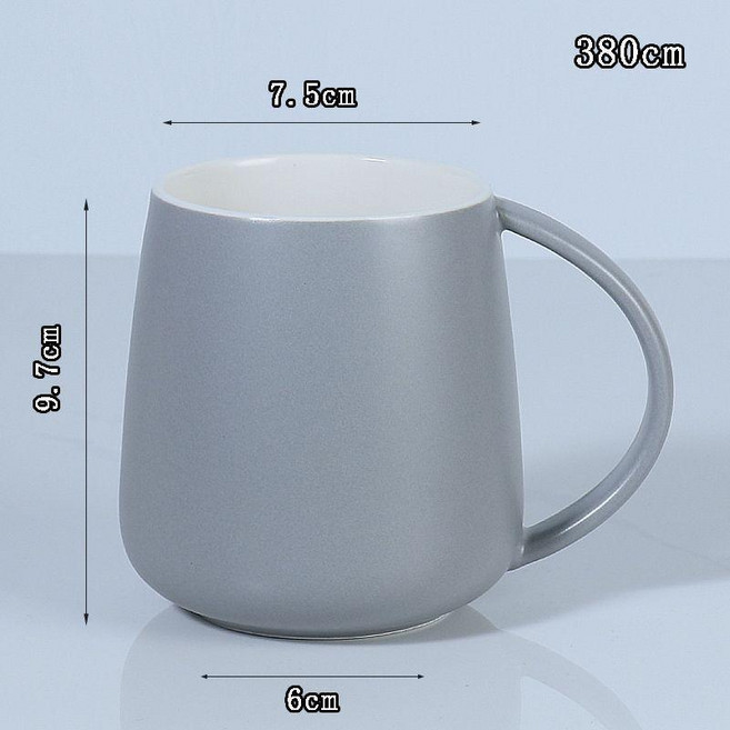 啞光陶瓷蛋形馬克杯 380ML, 蛋形杯啞光灰380ML, 1個
