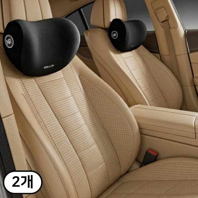 이스쳐 피로완화 메모리폼 목이 편안한 차량용 목쿠션, 2개, 블랙