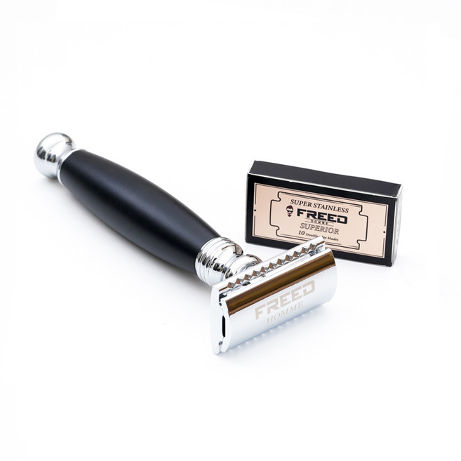 FREED 封閉式復古雙刃安全刮鬍刀 極致黑, 1個, 不需刻字