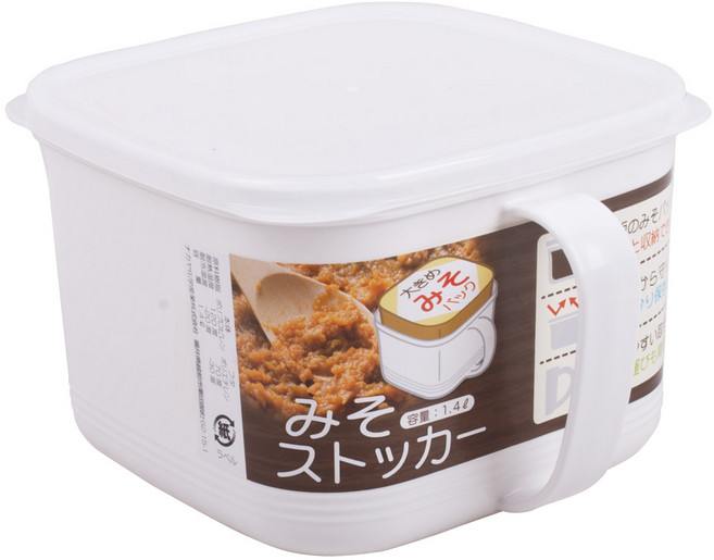 나카야 일본 손잡이 화이트 밀폐용기, 4개, 1.4L