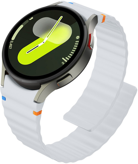 갤럭시워치7/6/5/4호환 실리콘 마그네틱 스트랩 컬러풀한 스티치 디자인, 연한 그레이