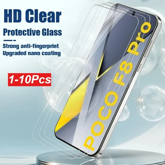1/10개 프리미엄 강화유리 스크린 보호필름 샤오미 POCO F8Pro POCOF8Ultra F7 F6 X7 X6 M7 M6 5G HD, 08 번들 18, 16 포코 F7, 01 진홍색