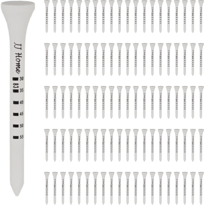 제이제이홈 스텝조절 우드 골프티, 50개, 화이트