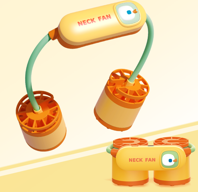 애니버디즈 어린이 넥밴드선풍기 휴대용 넥풍기, 오렌지, 선풍기