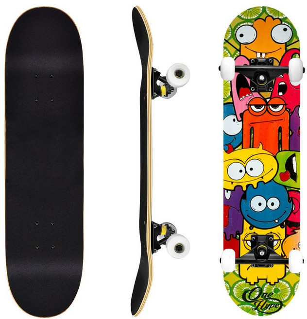 專業成人兒童滑板 四輪楓木板 初學者滑板 雙翹板 造型滑板, 專業車線輪-萌娃, 1個